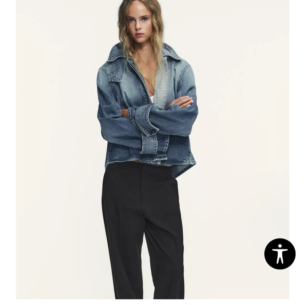 ISO Zara trf high collar denim jacket small